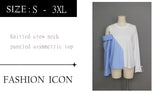 Knitted Round Neck Asymmetrical Patch Top PDF Digital Product DIY